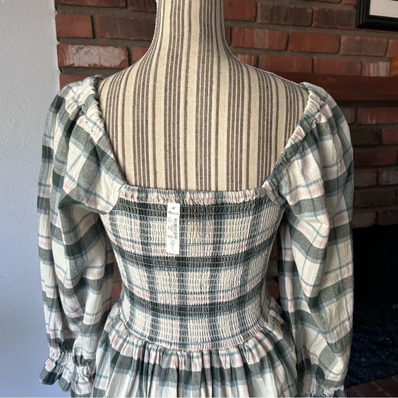 Madewell Elbow-Sleeve Smocked Mini Dress in Lebaum Plaid Sz S - Picture 9 of 10